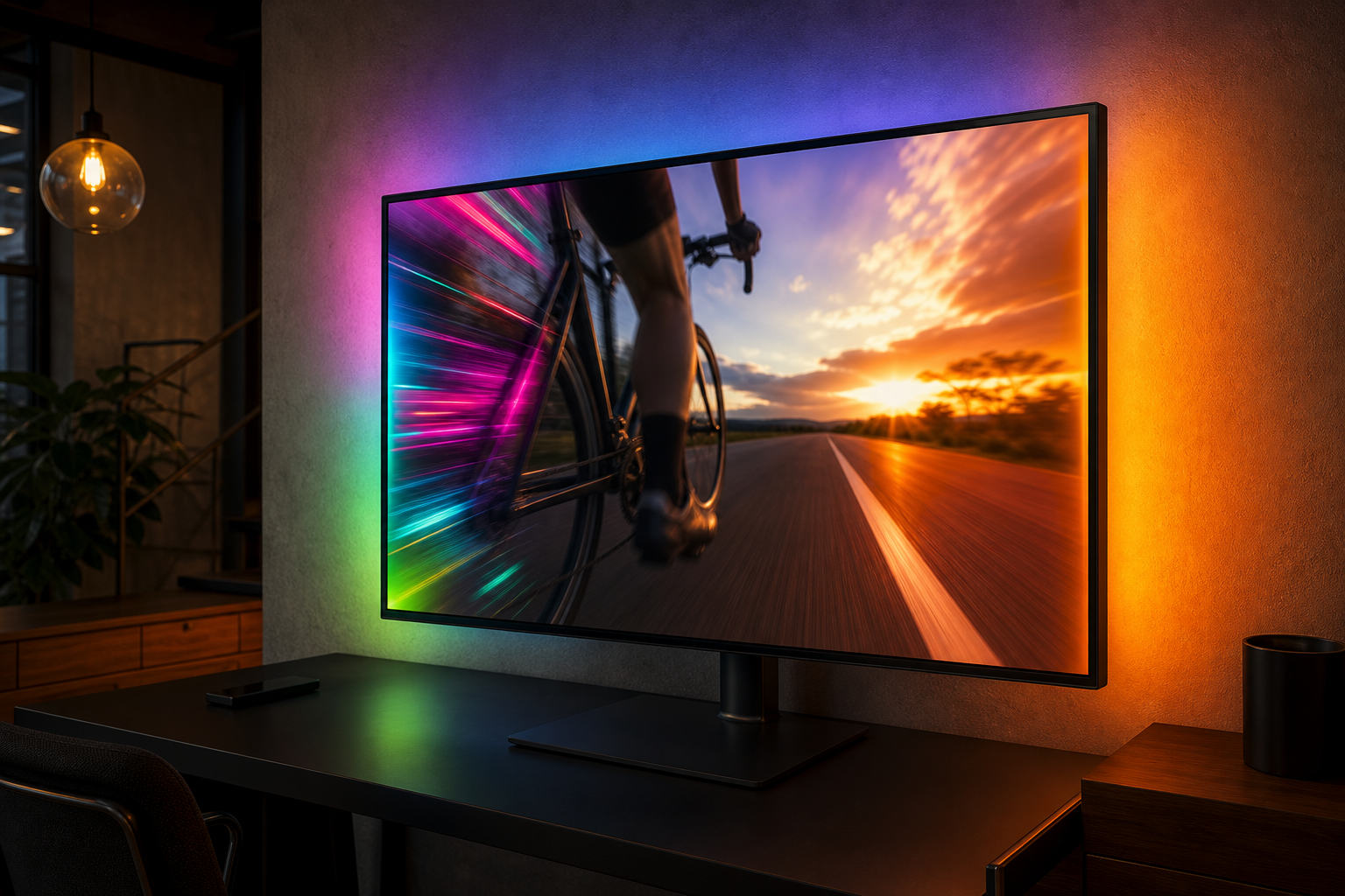 Koncept Ambilight — cyklistika, kontrast barev na okrajích