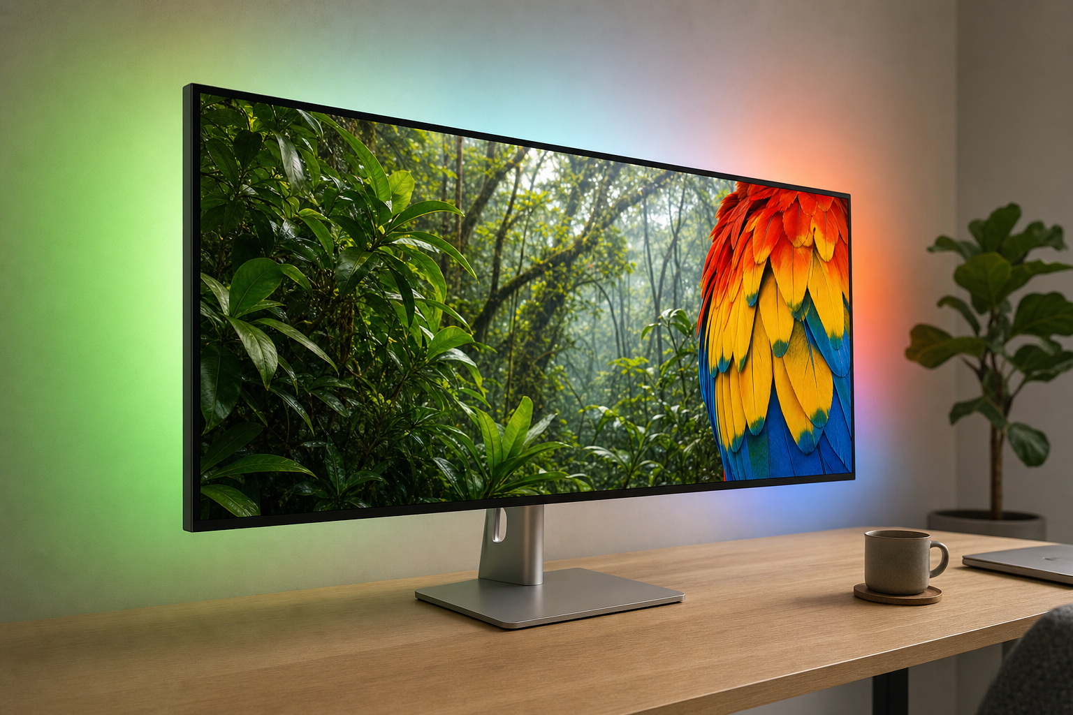 Koncept Ambilight — divoká příroda, pestré okraje obrazu